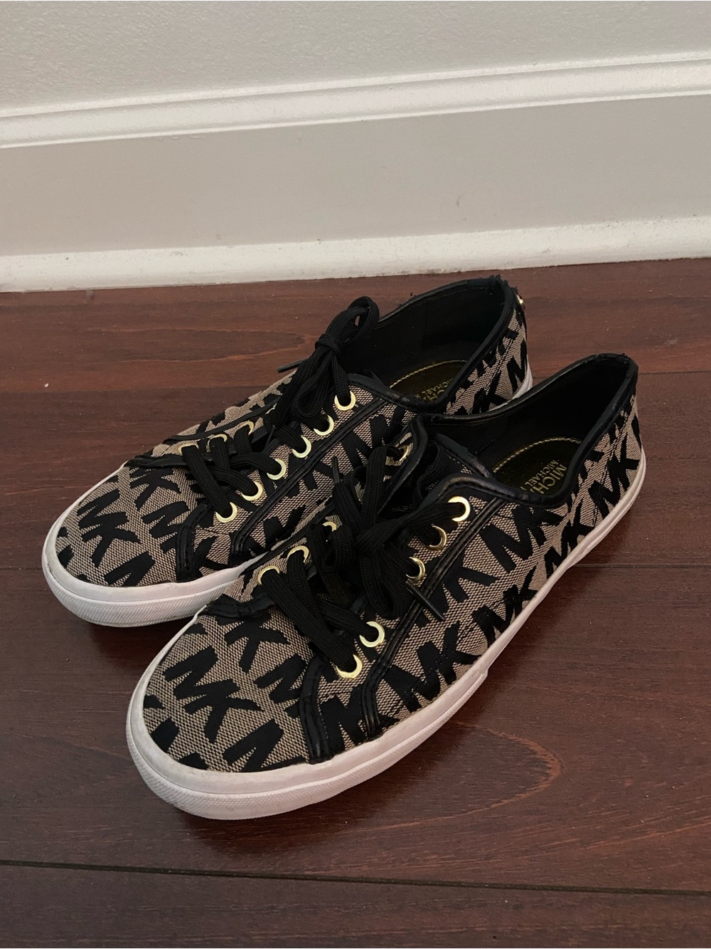 Michael Kors Black & Tan MK Logo Low-Top Sneakers